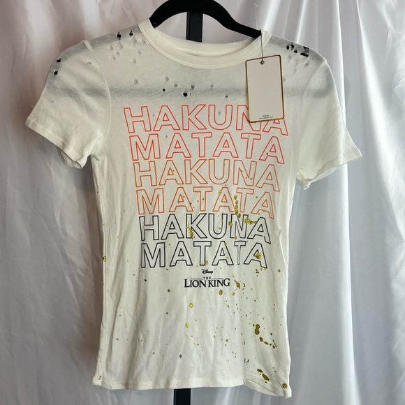 Disney x Chasor Lion King Hakuna Matata Distressed T-Shirt, size XS NWT - Picture 1 of 8